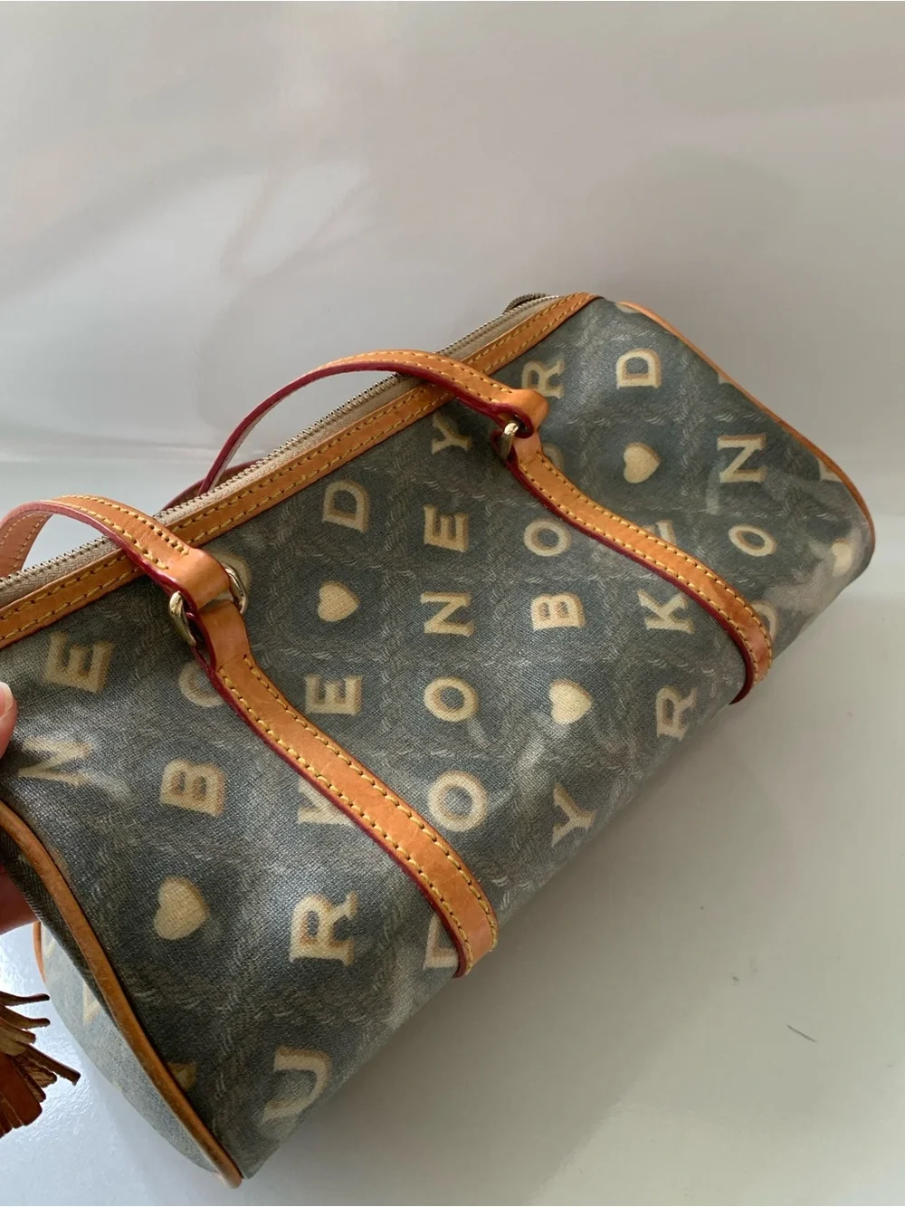 Dooney & Bourke Brown Logo Crossbody with Tan Trim